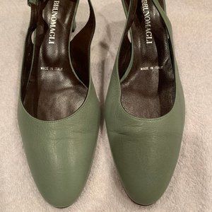 Bruno Magli Green Sling-backs